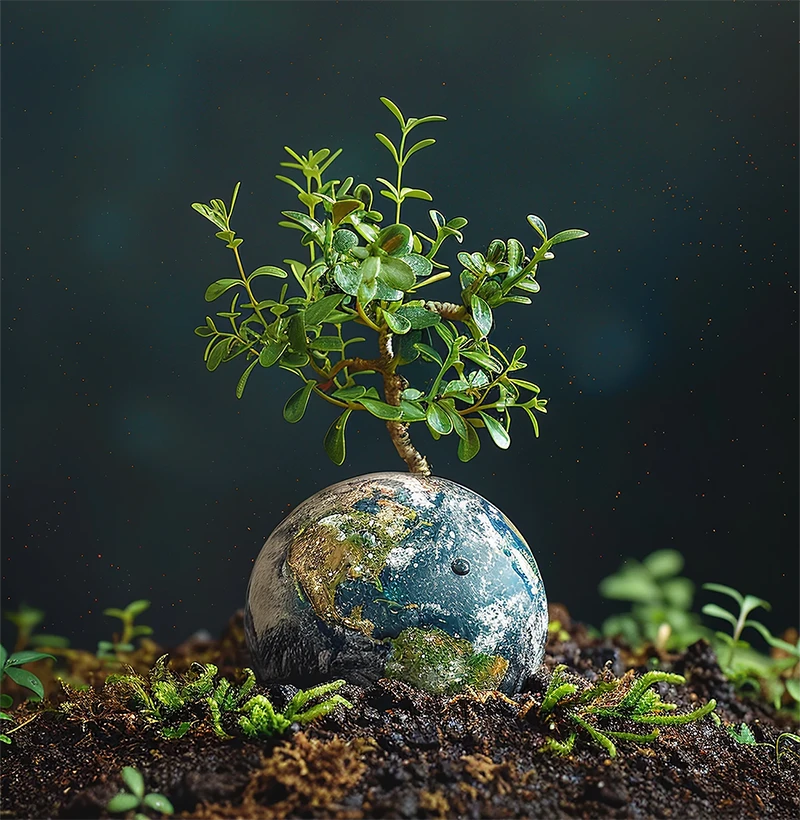 Planète surmontée d’une pousse verte